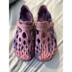 Women's 7 Merrell Hydro Moc Water Shoe Sandal Blue Band Dark Pink Berry Color